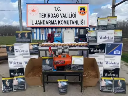 Tekirdağ'ın Kapaklı ilçesinde jandarmanın düzenlediği operasyonda 120 bin kaçak makaron