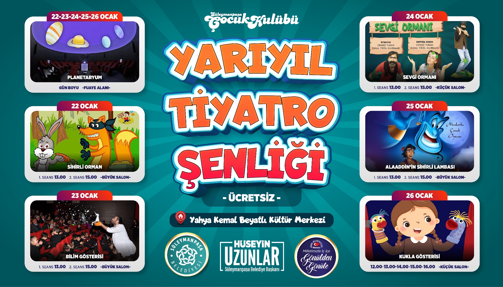 Süleymanpaşa Belediyesi, yarıyıl tatilinde ilkokul öğrencileri için Çocuk Tiyatrosu Şenliği