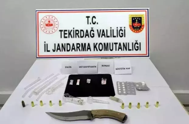 Tekirdağ'da jandarma ekiplerinin 4 ilçede düzenlediği operasyonlarda uyuşturucu madde ve