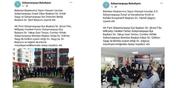 CHP Süleymanpaşa İlçe Başkanı Ali Engin, Süleymanpaşa Belediye Başkanı Hüseyin