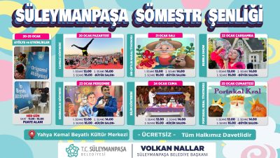 Süleymanpaşa Belediyesi ara tatile girmeye hazırlanan öğrenciler için 6 gün