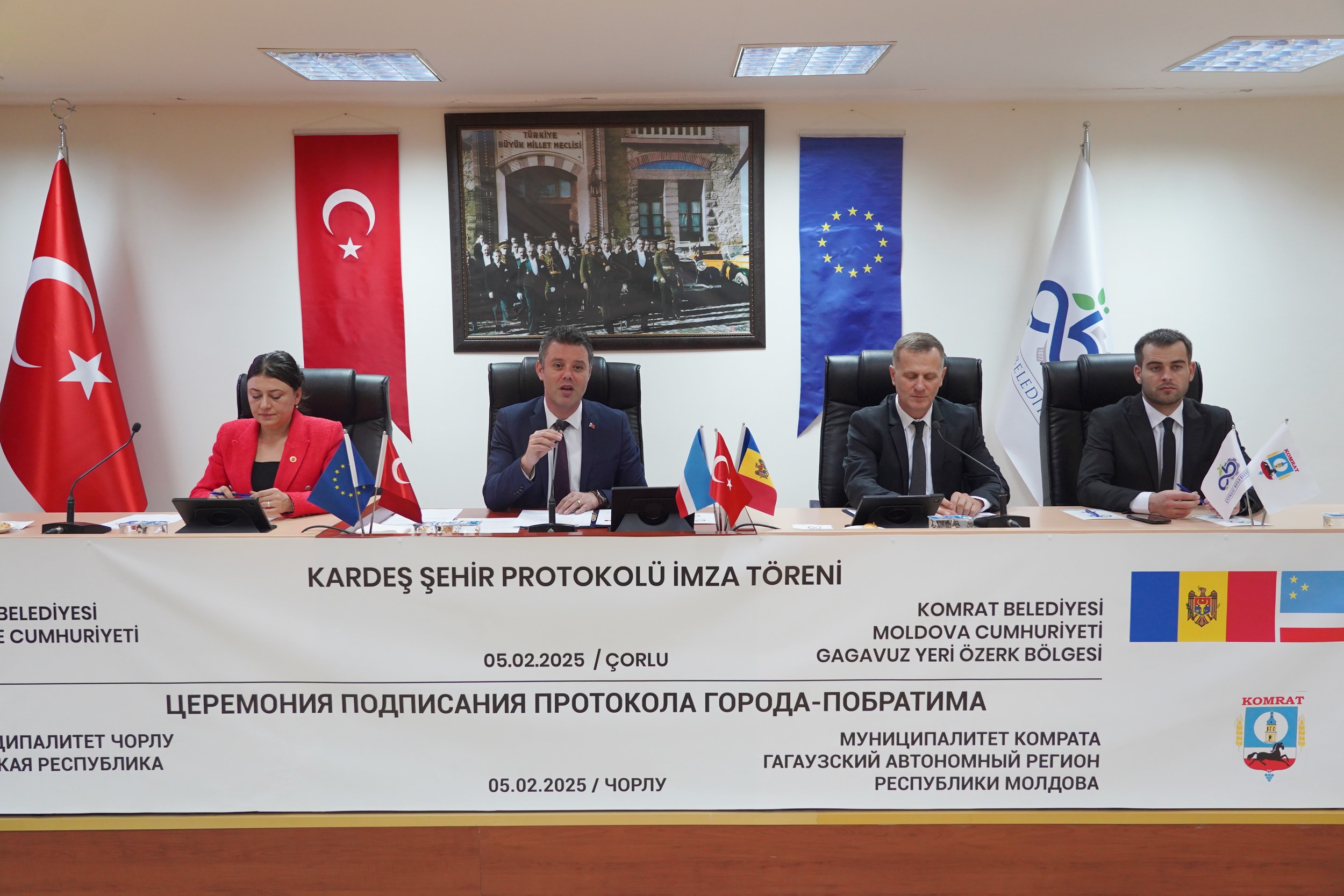 Çorlu Belediyesi ve Moldova Cumhuriyeti Gagavuzya Komrat Belediyesi arasında kardeşlik
