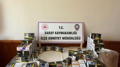 Tekirdağ’ın Saray ilçesinde düzenlenen kaçakçılık operasyonunda, büyük miktarda kaçak makaron