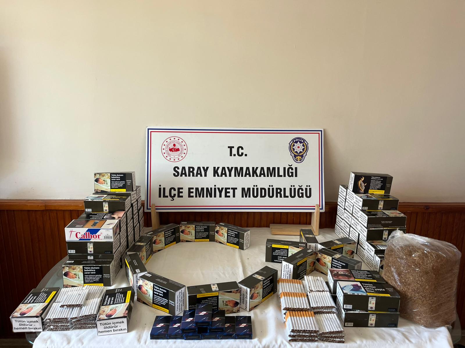 Tekirdağ’ın Saray ilçesinde düzenlenen kaçakçılık operasyonunda, büyük miktarda kaçak makaron