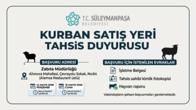 Süleymanpaşa Belediyesi, Kurban Bayramı hazırlıkları kapsamında kurban satış alanlarının düzenli