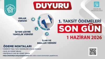 Süleymanpaşa Belediyesi, her yıl iki eşit taksitte tahsil edilen Emlak,