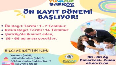 Yuvamız Şarköy Çocuk Etkinlik Merkezi’nde ön kayıt süreci başladı Yaşama