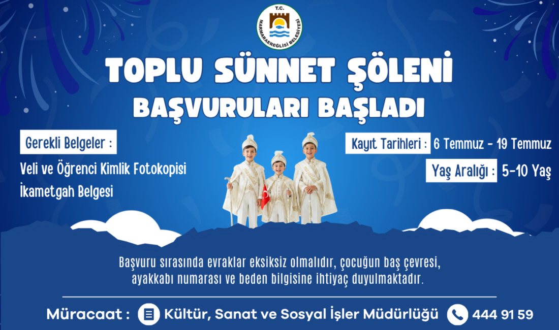 Marmaraereğlisi Belediyesi’nin geleneksel hale getirdiği Toplu Sünnet Şöleni için kayıtlar