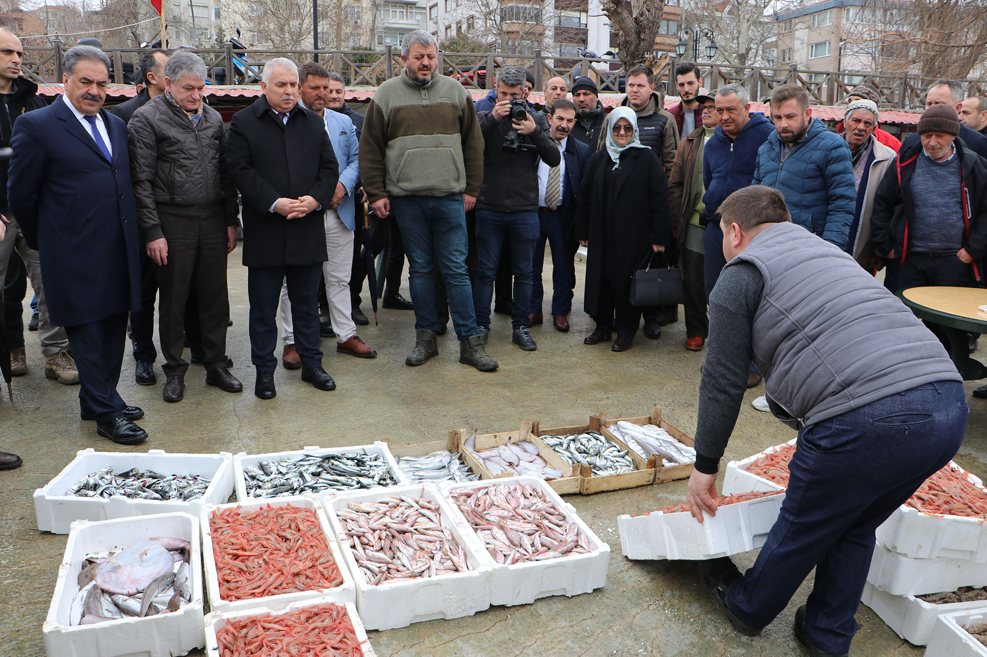 Depremzedelere Yardım İçin Balık Mezatı Yapıldı Tekirdağlı balıkçılar, avladıkları balıkları depremzedelere yardım yapmak için mezatta satışa