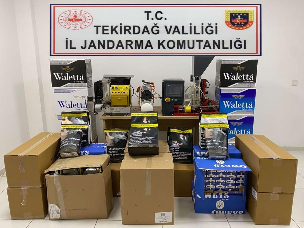 Jandarmadan Kaçak Tütün Operasyonu Tekirdağ İl Jandarma Alay Komutanlığına bağlı ekipler, kaçak tütün ve