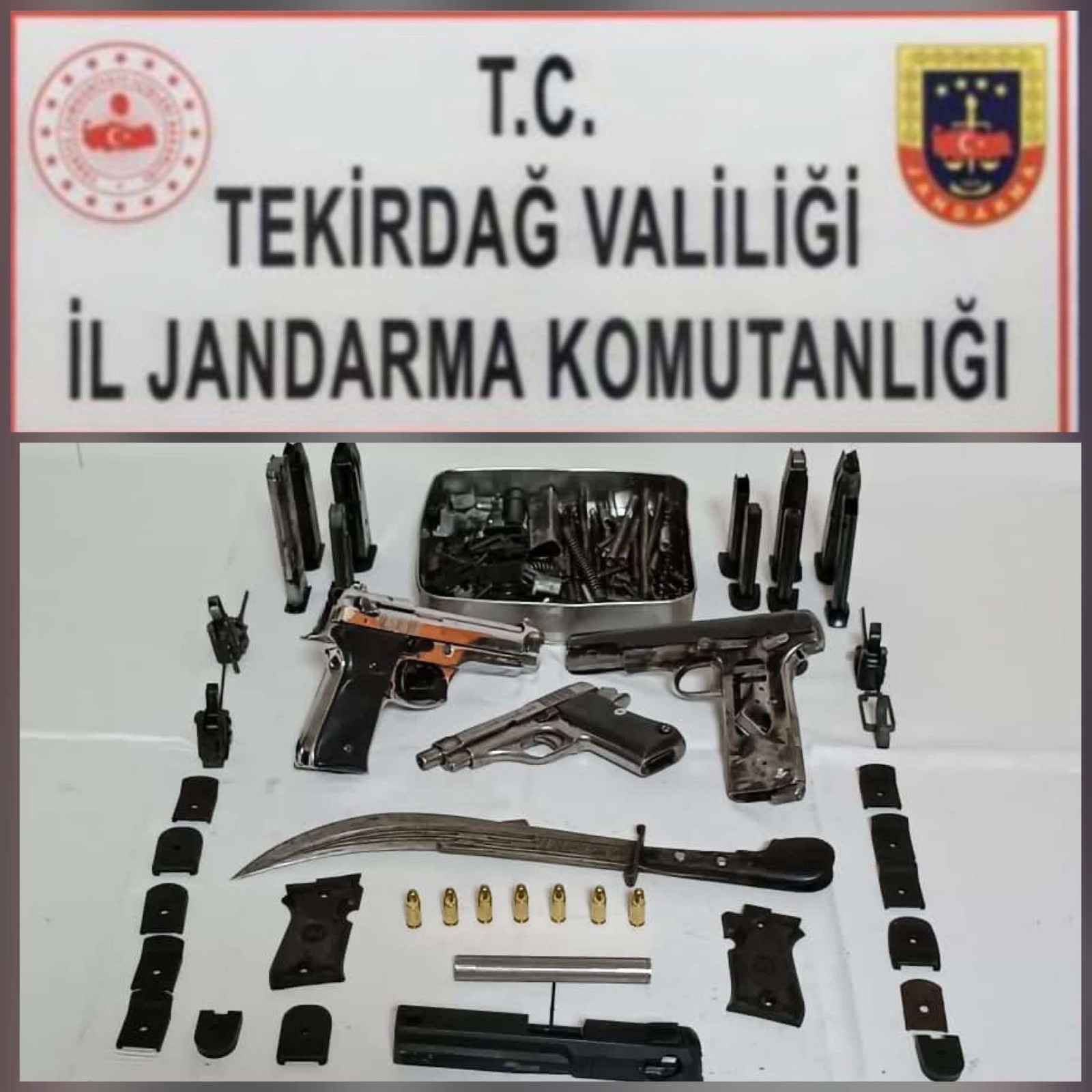 Jandarma’dan Silah Operasyonu Tekirdağ’ın Süleymanpaşa ilçesinde bir adrese düzenlenen operasyonda; tabanca, şarjör ve